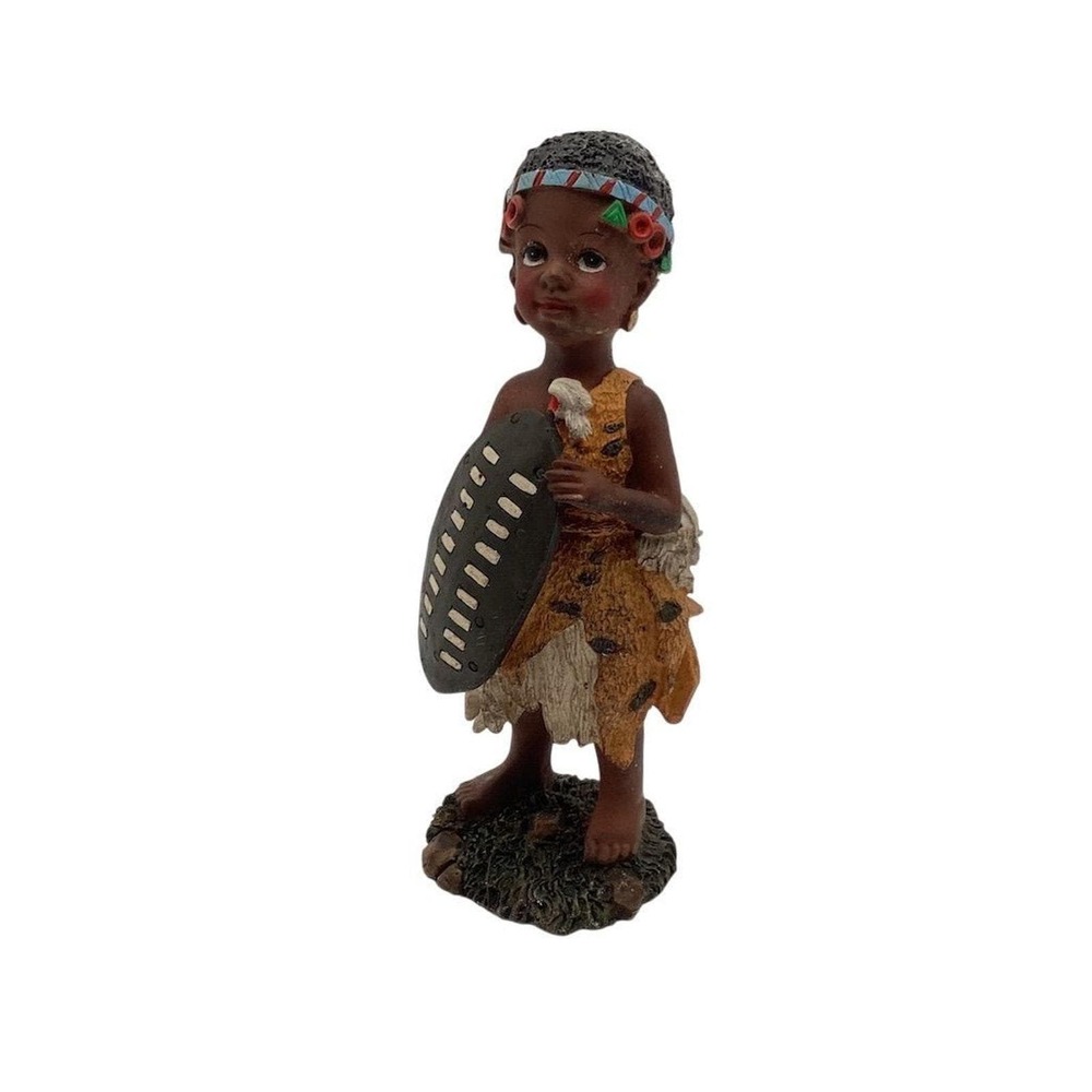 Hand-Painted African Tribal Figurine‎ with Shield